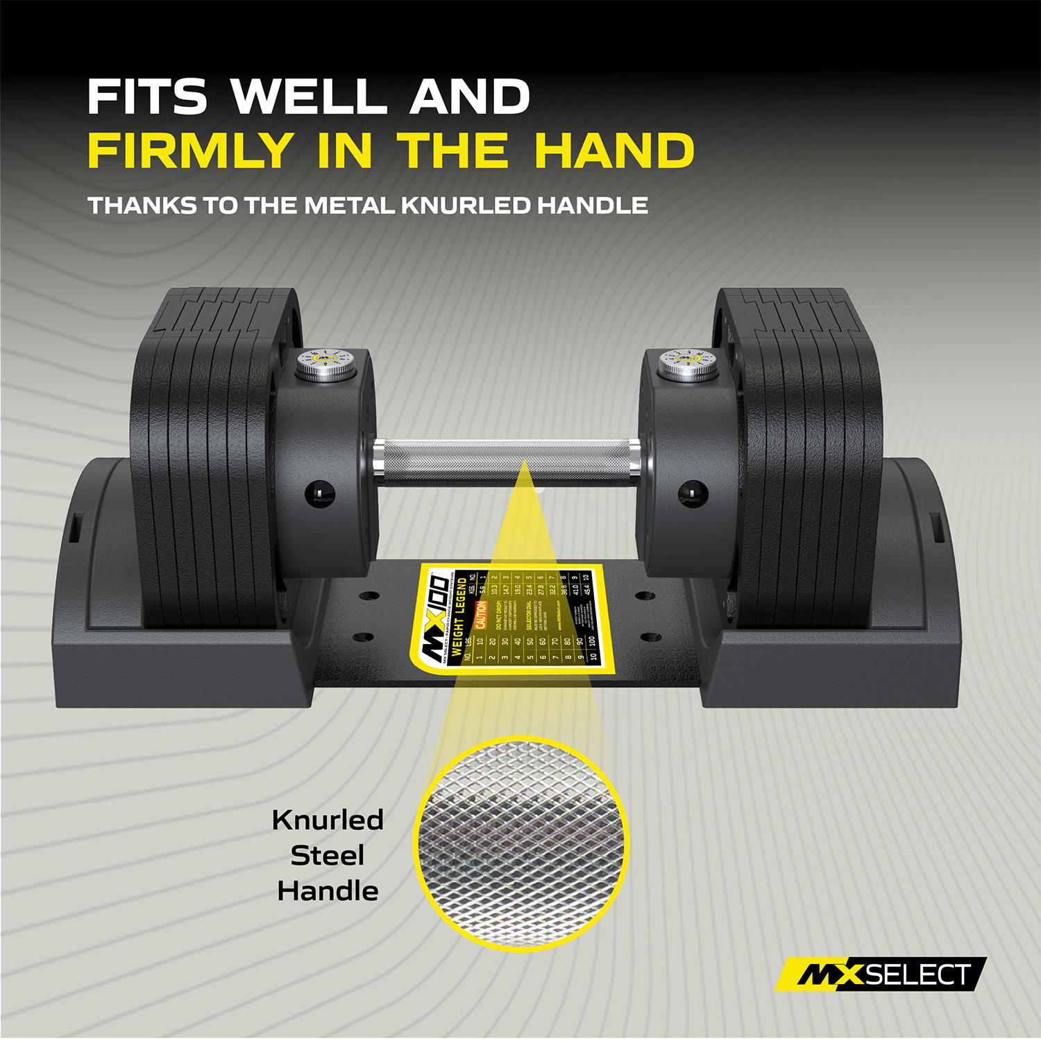 EVO MX70-100 Adjustable Knurled Dumbbells | MX Select | Rapid