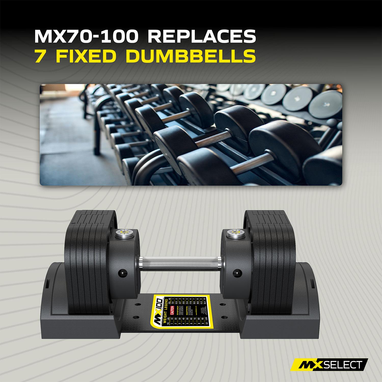 EVO MX70-100 Adjustable Knurled Dumbbells | MX Select | Rapid Weight ...
